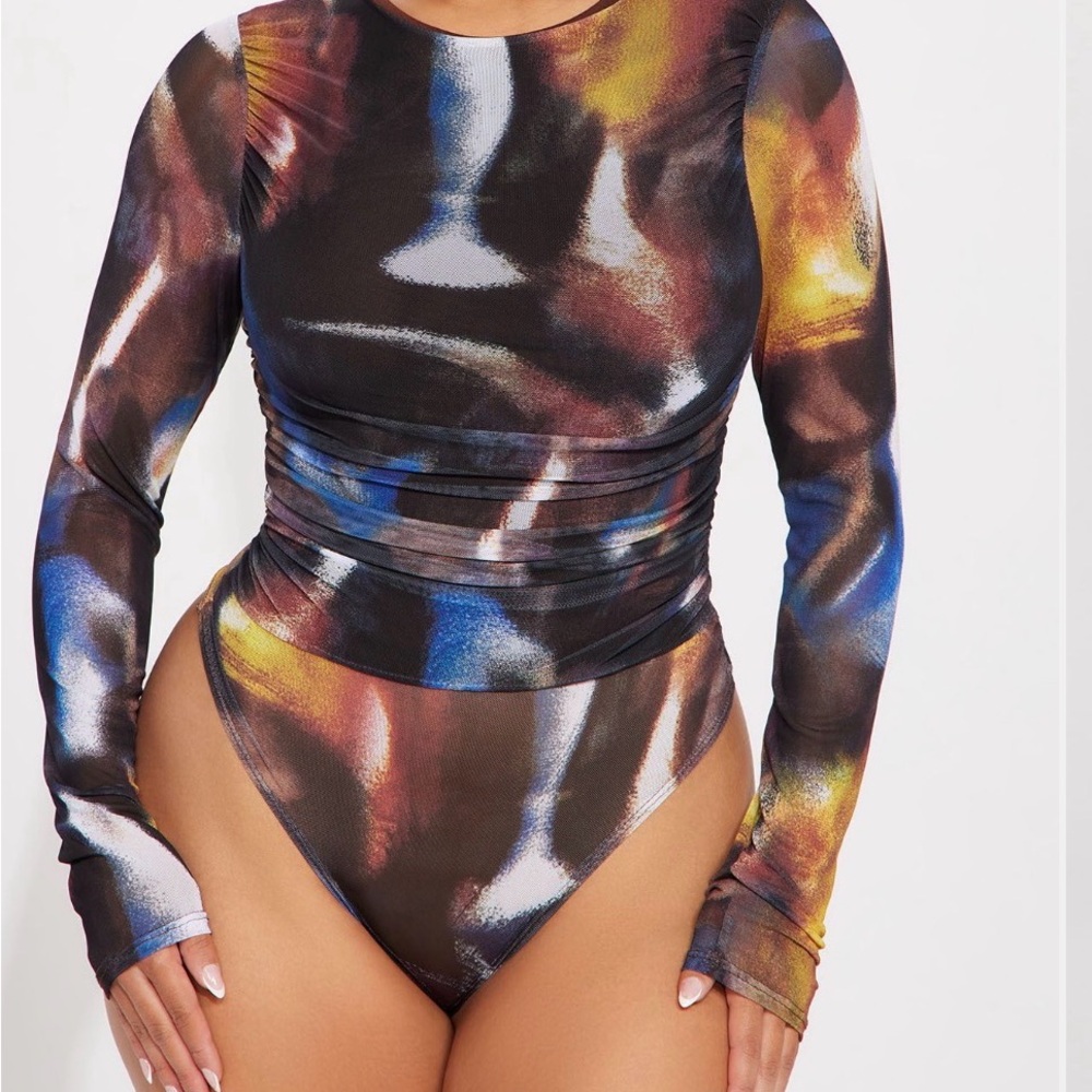Fashion Nova Abstract Long Sleeve One Piece